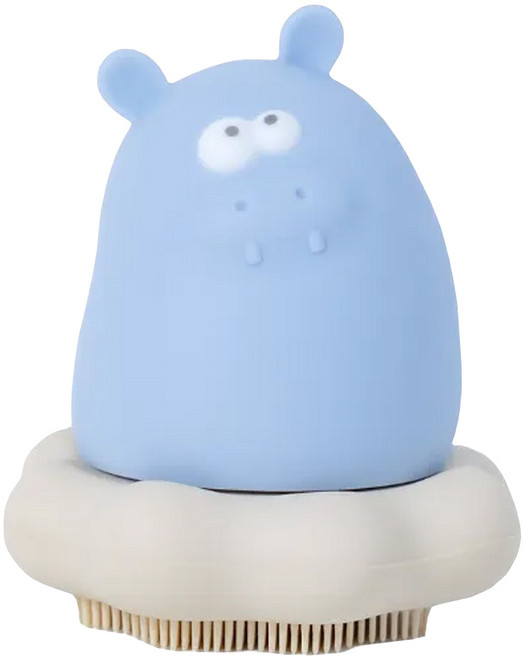 PiYOPiYO 黃色小鴨 鉑金矽膠可拆式洗澡刷毛玩具, 河馬, 1個