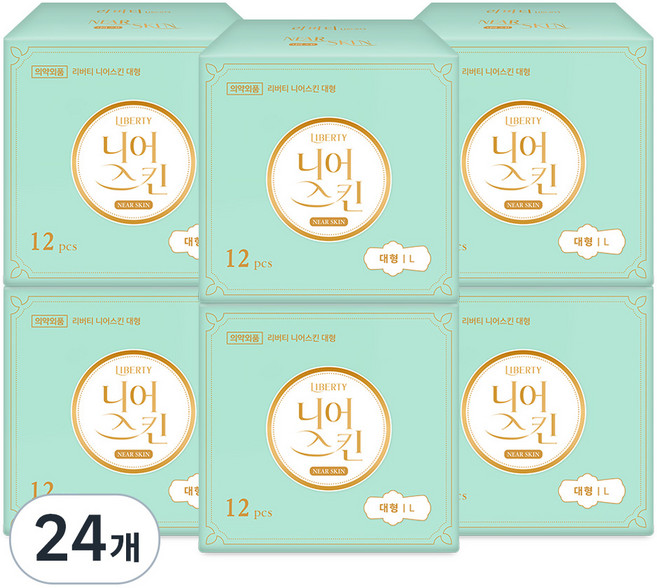 리버티 니어스킨 생리대 날개형, 대형, 12개입, 24개