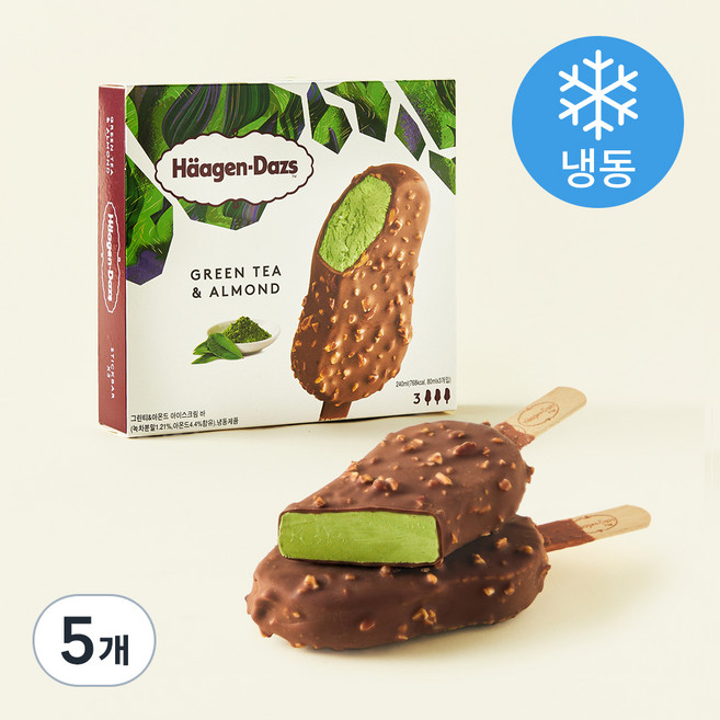하겐다즈 멀티바 아이스크림 그린티 앤 아몬드 (냉동), 80ml, 3개입, 5개