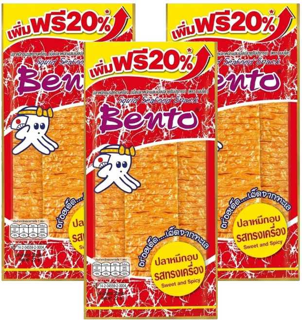 Bento 超味魷魚片, 22g, 3包