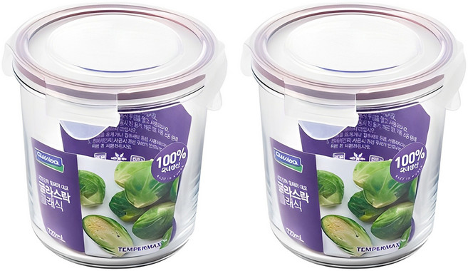 글라스락 퍼플에디션 원형 도어포켓 밀폐용기, 2개, 720ml