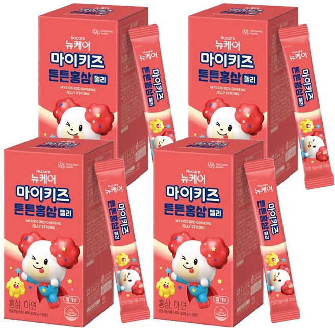 마이키즈 정품 튼튼홍삼 젤리, 20회분, 4개 - 쿠팡
