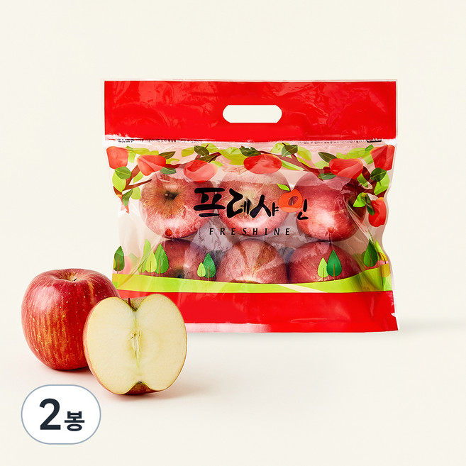 프레샤인 당도선별 사과, 1.5kg(중과 6~7입), 2봉