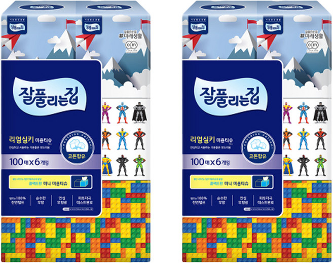 잘풀리는집 천연펄프 미용티슈 2겹, 100매입, 12개