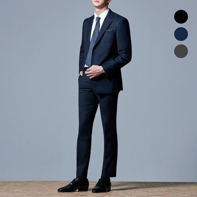맨잇슈트 남성용 솔리드 포멀핏 베이직 정장 상하의 세트