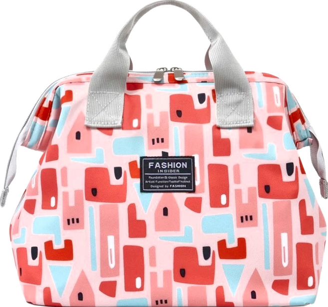 攜帶式加大防水雙拉鍊尿布袋 雙層雙拉鍊萬用袋 手提袋, 粉鯨魚