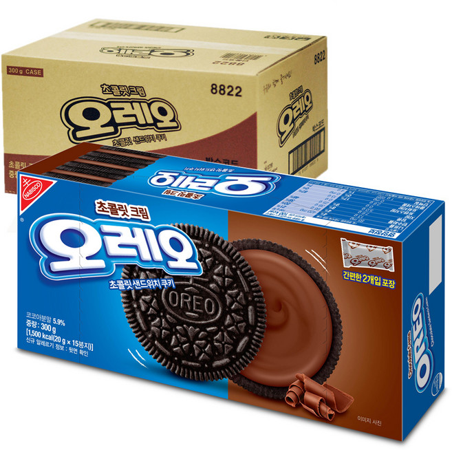 오레오 초콜릿 샌드위치 쿠키 초콜릿 크림, 300g, 12개