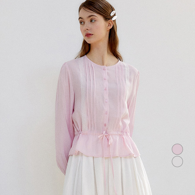 잇터 여성용 핀턱 레이스 블라우스