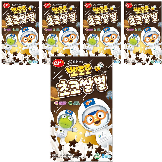 씨알로 뽀로로 초코쌀별 시리얼, 450g, 5개
