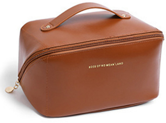 아리코 대용량 화장품 파우치, 브라운