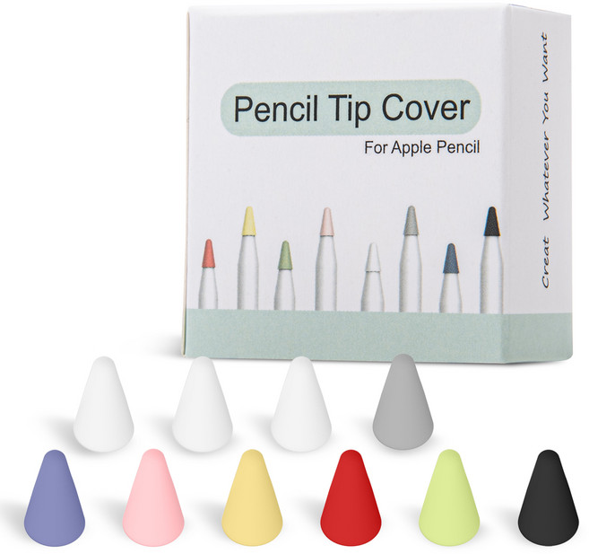 구스페리 애플펜슬 1 2 세대 겸용 펜촉 보호팁 실리콘 타입 10개, 혼합색상, 1세트