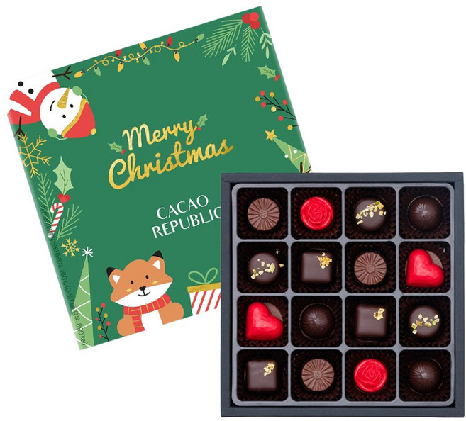 카카오리퍼블릭 크리스마스 에디션 넛티플레져 수제초콜릿 4종 x 3p + 2종 x 2p 세트 160g, 1세트