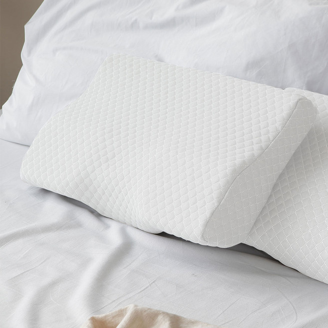 리브맘 3D 메모리폼 누빔 경추베개 + 베개 커버 세트, 화이트, 1개