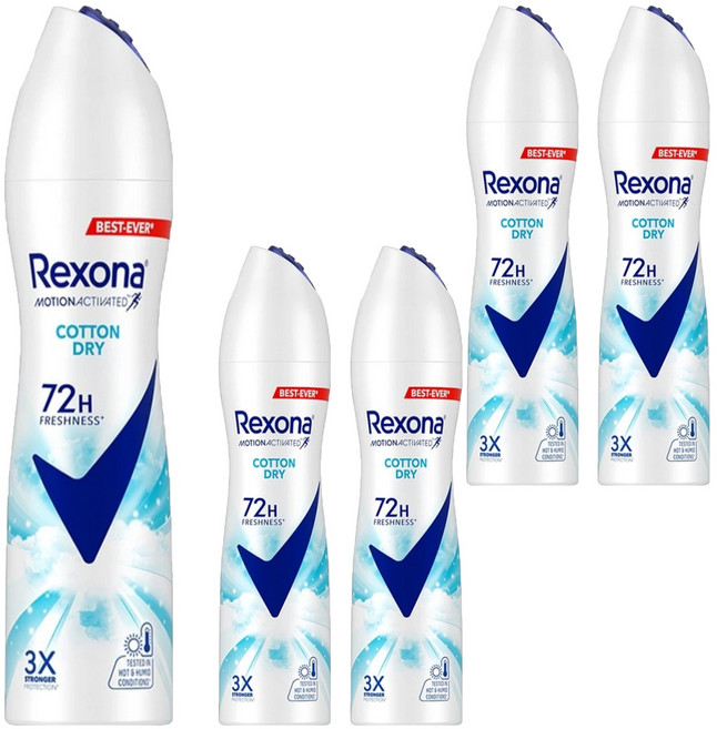 Rexona 蕊娜 制汗爽身噴霧 清新舒棉, 135ml, 5瓶