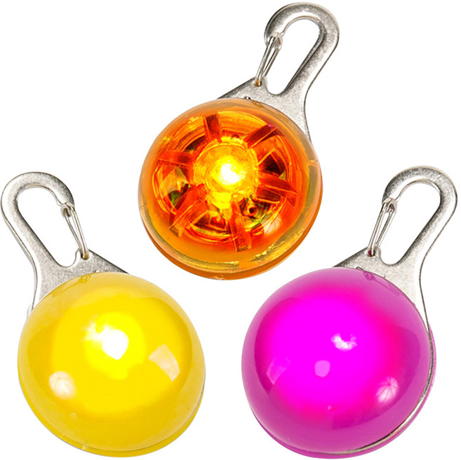 딩동펫 반려견 클립형 LED 라이트 펜던트 인식표, 오렌지 + 옐로우 + 핑크, 1세트