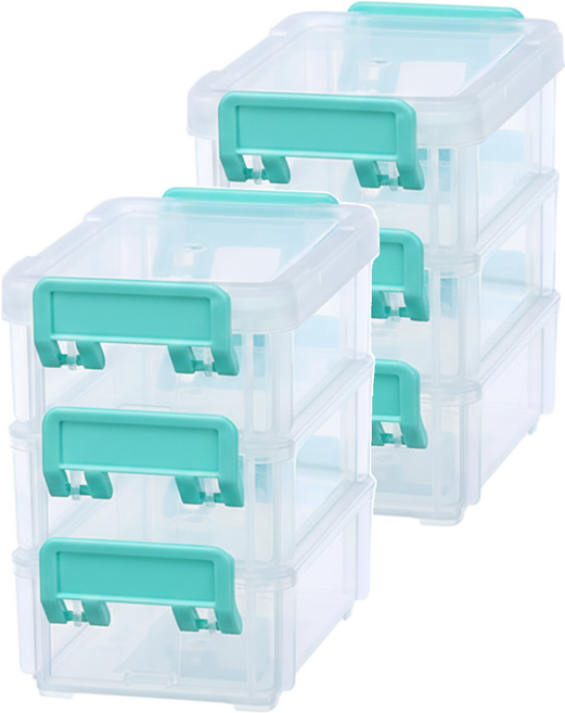 KEYWAY 聯府 高點連結盒 12.1 x 8.1 x 4.7cm 3個, 透明色 + 湖水綠色, 2組