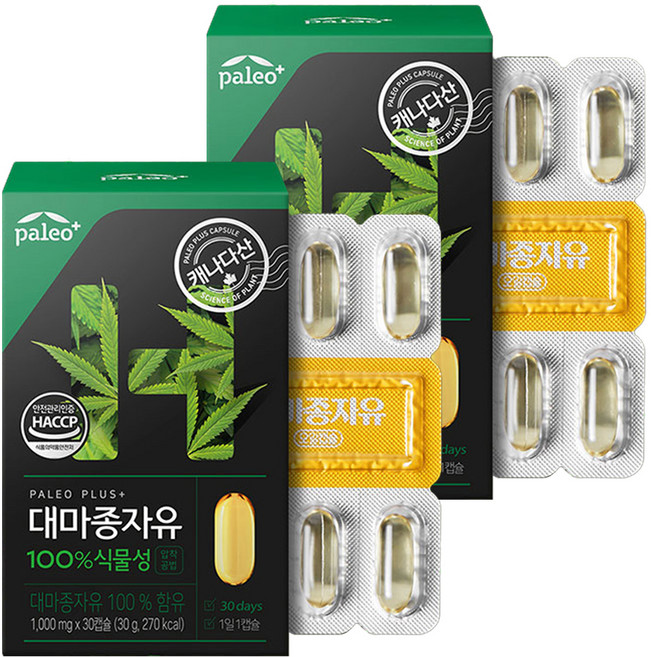 팔레오 100% 식물성 오일 대마종자유 건강식품, 30g, 2개