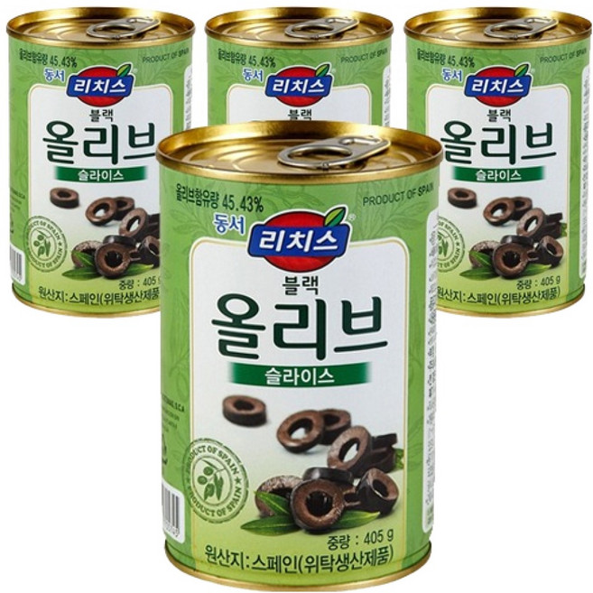 리치스 슬라이스 블랙 올리브, 405g, 4개