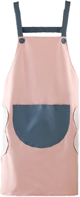 小麥購物 防水工作圍裙 擦手款 2件, 撞色霧粉, 1組
