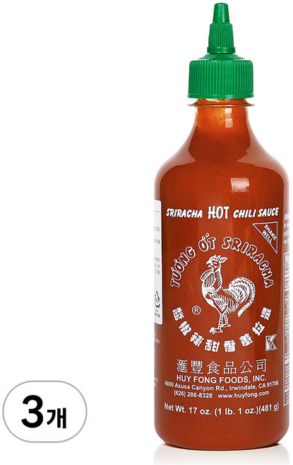 匯豐食品 SRIRACHA 是拉差香甜辣椒醬, 481g, 3瓶