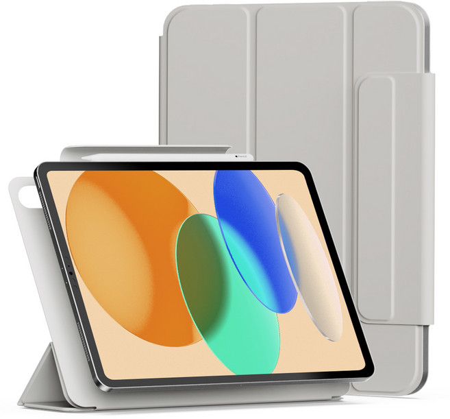신지모루 마그네틱 폴리오 펜슬 커버 태블릿PC 케이스, 웜 그레이, 1개