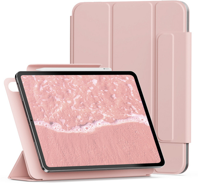 신지모루 마그네틱 폴리오 펜슬 커버 태블릿PC 케이스, 핑크 샌드, 1개