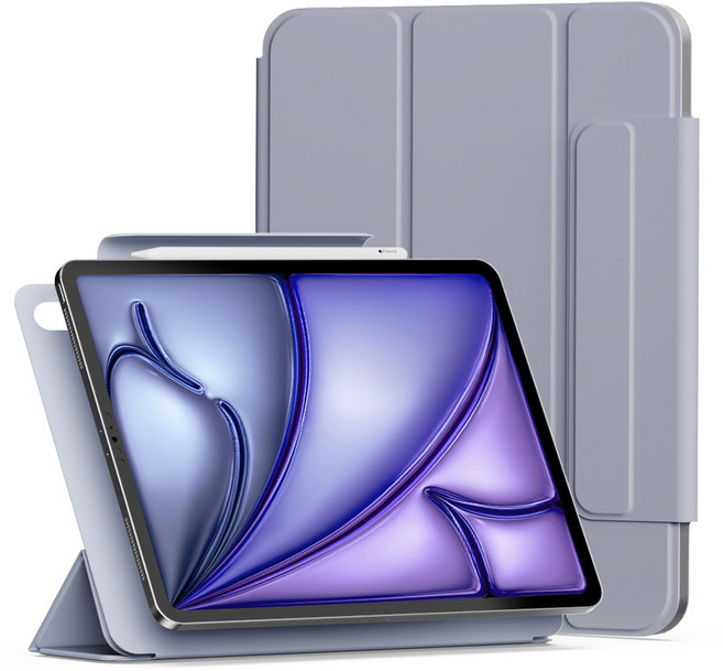 신지모루 마그네틱 폴리오 애플펜슬 커버 아이패드 케이스, 라벤더 퍼플, 1개