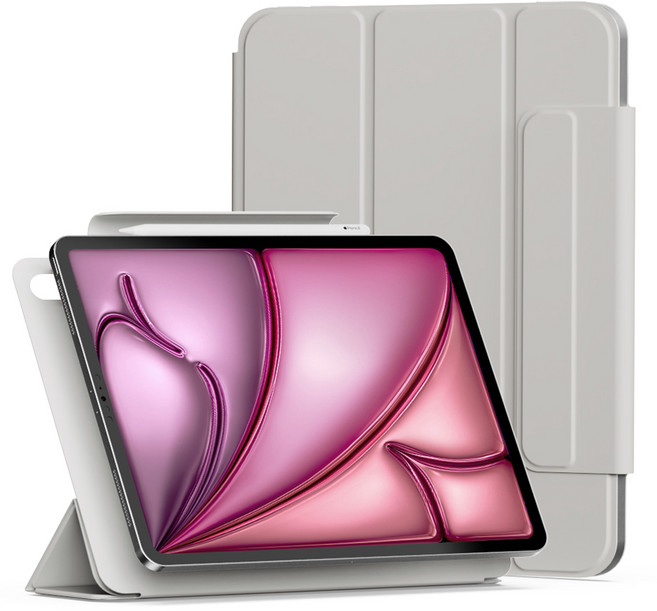 신지모루 마그네틱 폴리오 애플펜슬 커버 아이패드 케이스, 웜 그레이, 1개