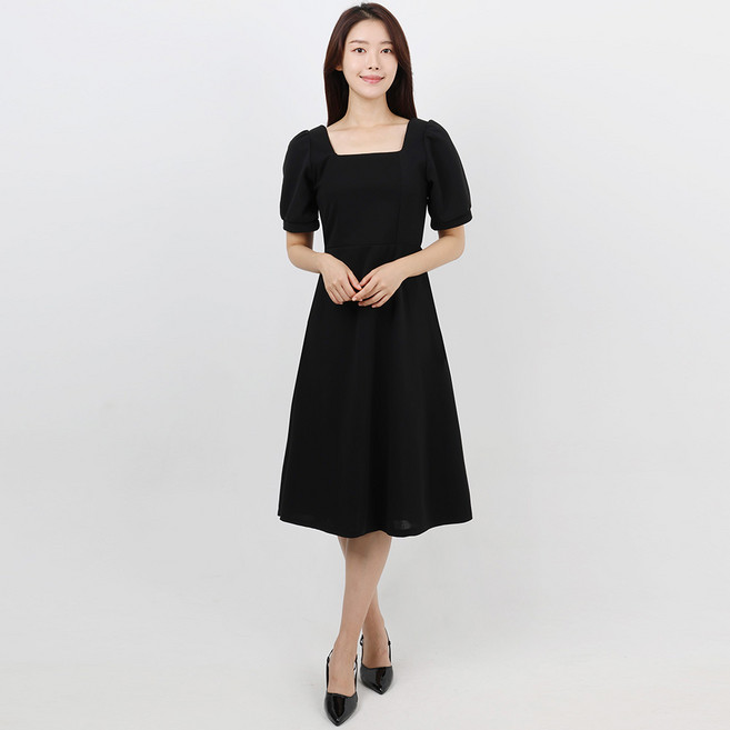 Elsso 女款奧黛麗赫本風長洋裝, 黑色