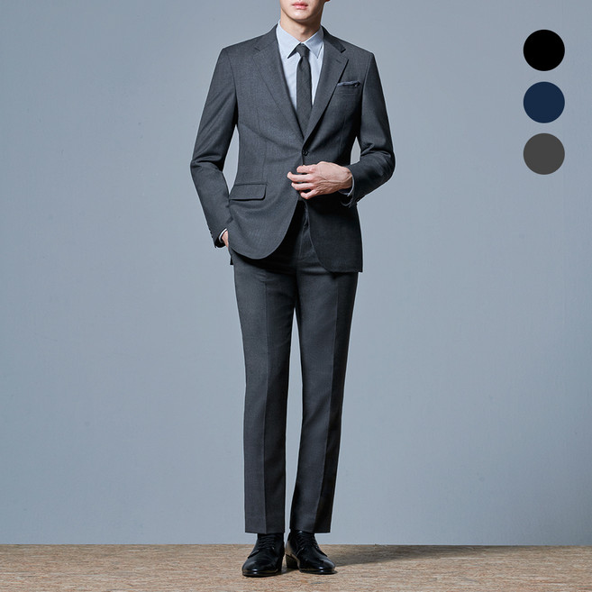맨잇슈트 남성용 솔리드 포멀핏 베이직 정장 상하의 세트