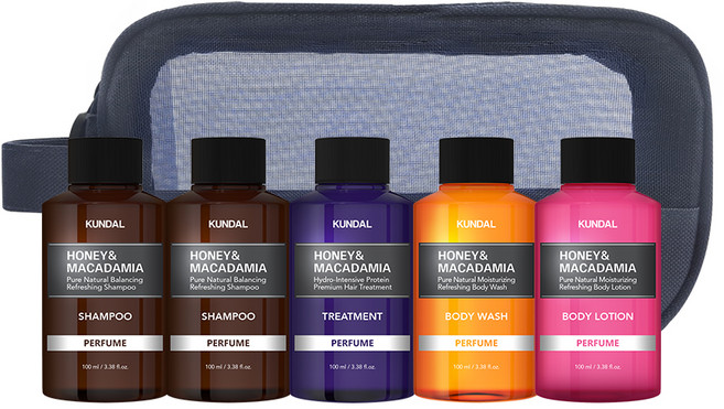 쿤달 여행용 5종 세트 A타입 샴푸 2개 포함 화이트머스크향, 1세트