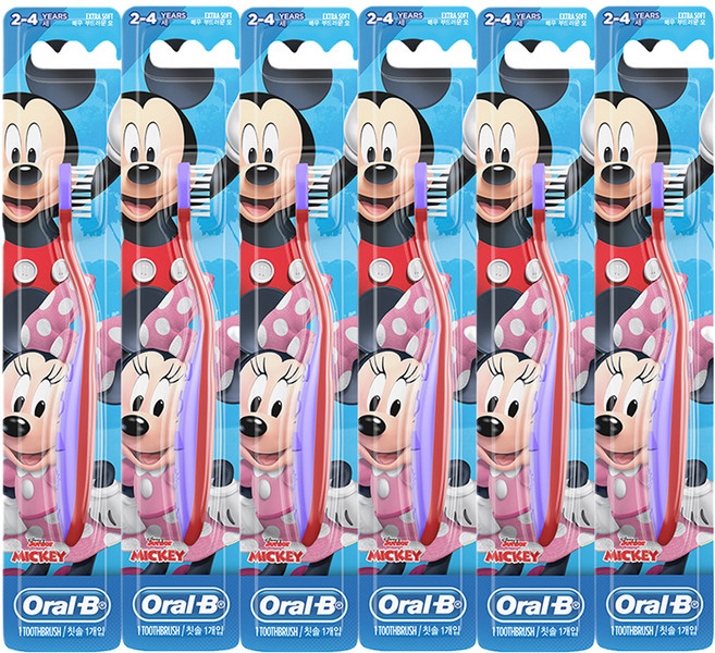오랄비 스테이지스 미키마우스 영유아 칫솔 2단계, 랜덤 발송, 1개입, 6개