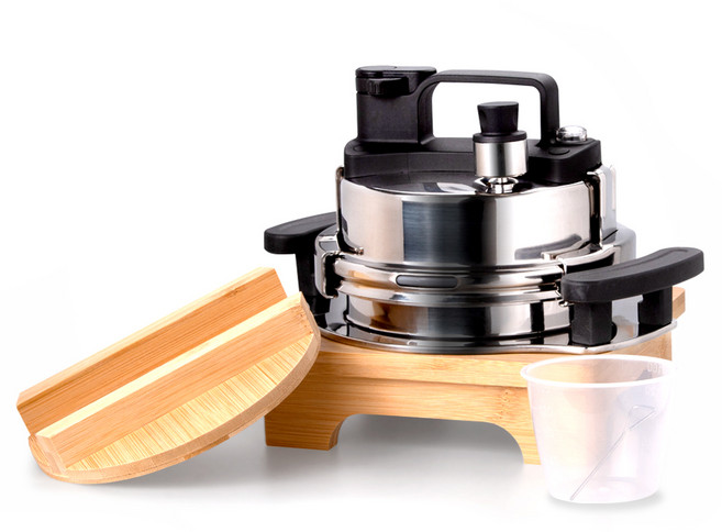 코코리 스피드 압력솥 2인용, 0.8L, 실버 + 블랙 + 우드, 1개