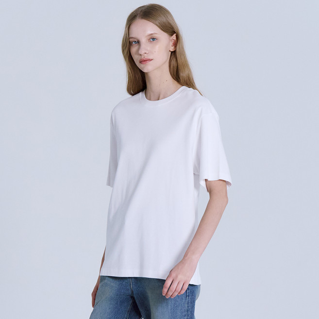 베이직하우스 여성용 통기성 40수 릴렉스핏 크루넥 반팔 티셔츠 LATS0209