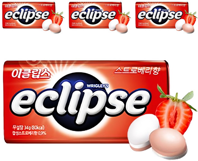 이클립스 스트로베리향 캔디, 34g, 4개