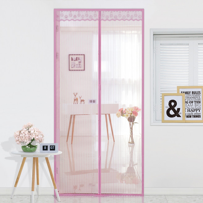 다샵 일체형 자석 방문 현관 모기장, 핑크