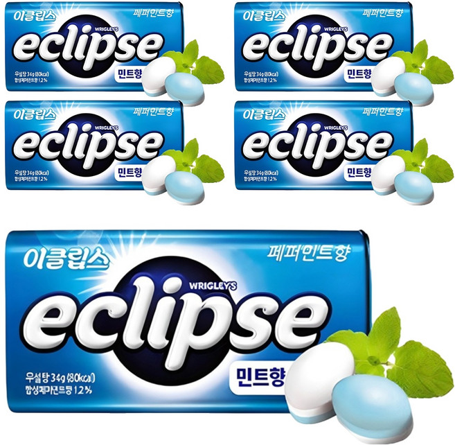이클립스 페퍼민트향 캔디, 34g, 5개