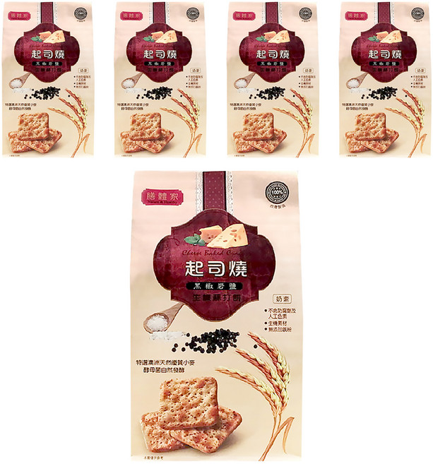 膳體家 起司燒生機手作餅 黑椒岩鹽, 250g, 5包