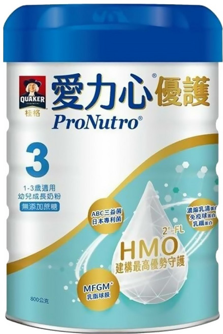 QUAKER 桂格 ProNutro 愛力心 優護幼兒成長奶粉3號 1~3歲, 800g, 1罐