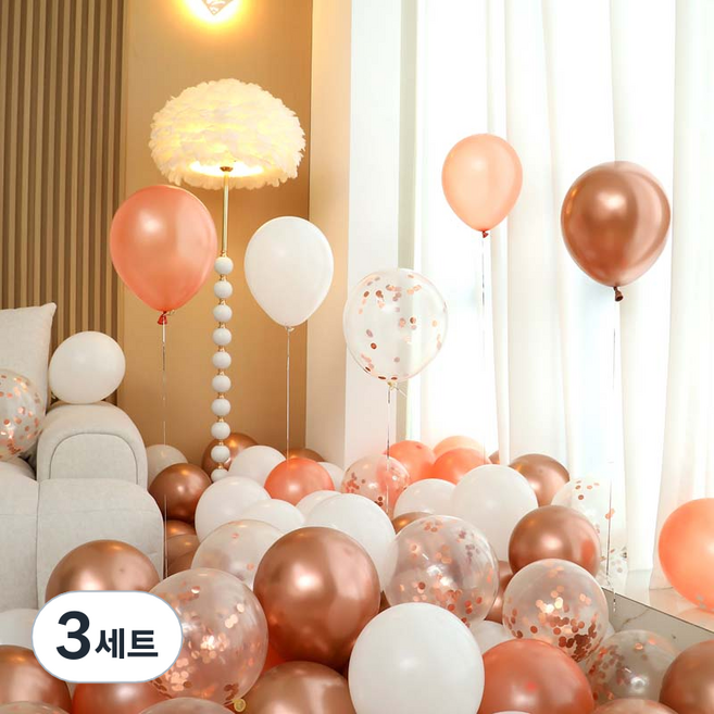 피앤비유니티 풍선 50p 세트 로즈골드, 08 로즈골드 컨페티 4색혼합, 3세트