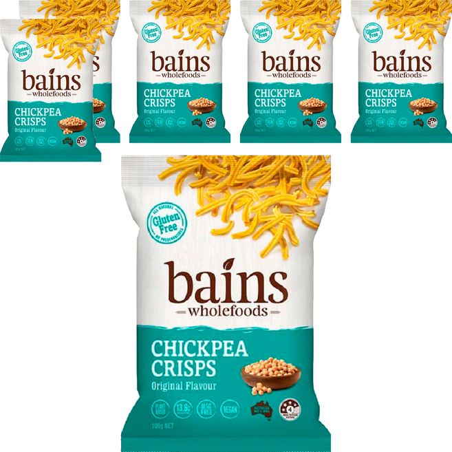 bains wholefoods 鷹嘴豆零食點心麵 原味, 100g, 6包
