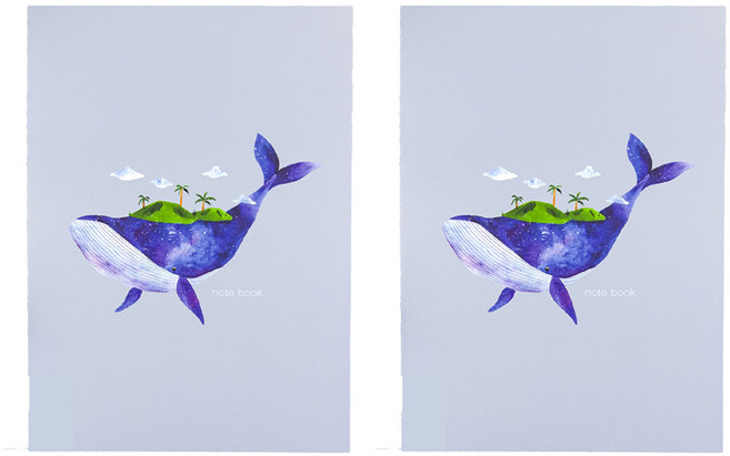 conifer 綠的事務 膠裝易撕筆記本 柔伊插畫Ⅳ聯名款 3916-23 16K 方格, 鯨之綠洲 藍色, 2本