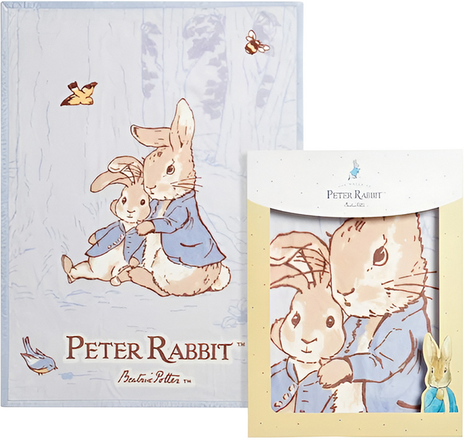 奇哥 比得兔幼兒輕量棉柔毛毯禮盒, 藍色