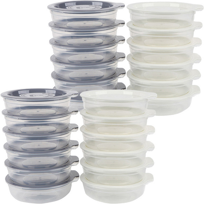 이지앤프리 이지쿡 패밀리 홈세트 24P, 2세트, 450ml(12p) + 뚜껑 그레이(6p) + 뚜껑 화이트(6p)