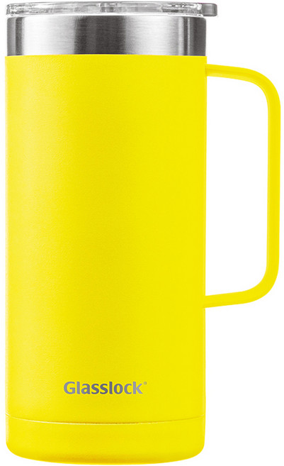 글라스락 플레인 머그 텀블러, 옐로우, 500ml, 1개