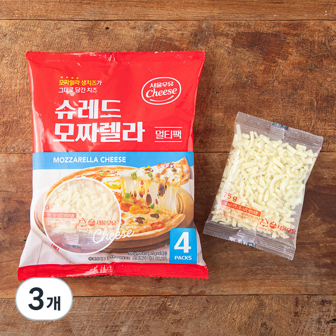 서울우유 멀티팩 모짜렐라 피자치즈, 75g, 4개입, 3개