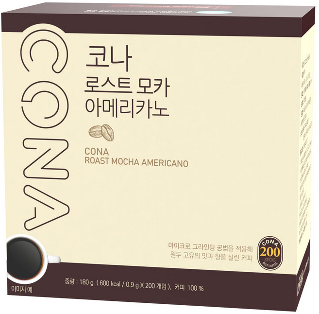 CONA 로스트 모카 아메리카노 원두커피믹스, 900mg, 200개입, 1개