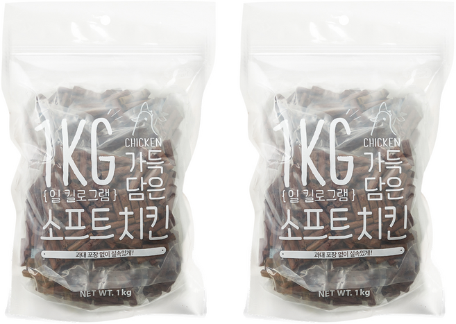 슈퍼츄 강아지 일킬로그램 가득담은 져키, 소프트치킨, 1kg, 2개