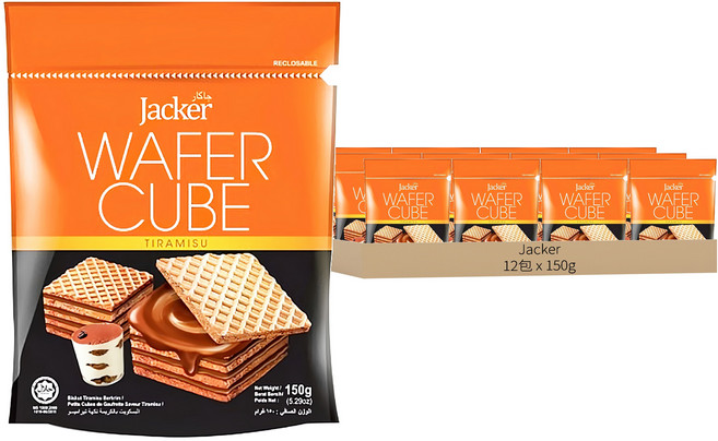 Jacker 提拉米蘇方形威化酥, 150g, 12包