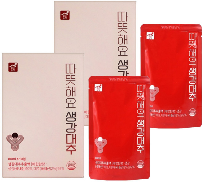맑은농장 따뜻해요 생강대추차, 80ml, 20개